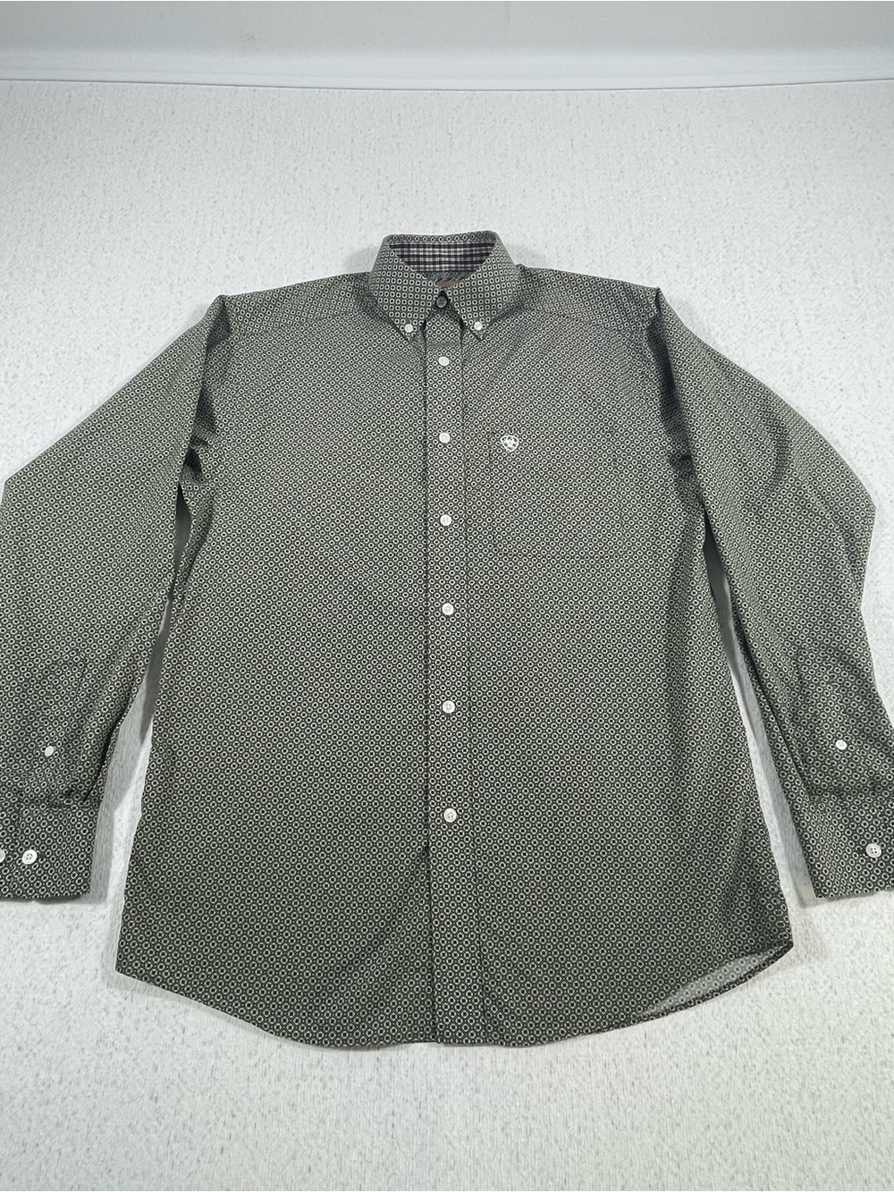 Ariat Men's Olive Green Geometric Button-Down Shirt
